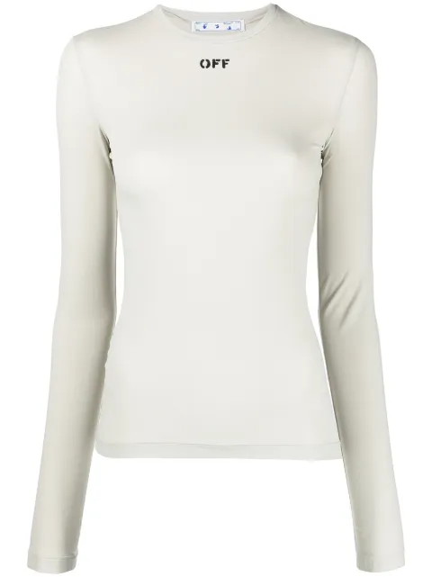 Off-White Off-print long-sleeve top Green OWAD136F21JER0020510