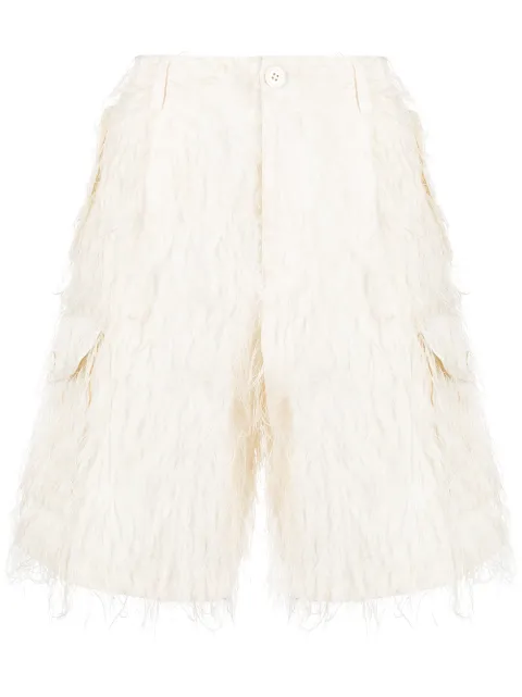 Undercover fringed cargo shorts White UC1B1510