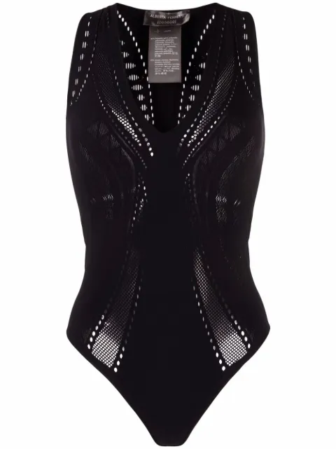 Wolford Ajouré mesh-panel body Black 79229
