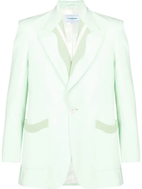 Casablanca ribbed-trim single-breasted blazer Green MS22JK075