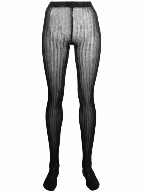 Prada metallic-effect striped tights Black 66509S22110AM