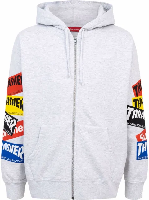 Supreme Thrasher multi logo zip-up hoodie Grey SU11069