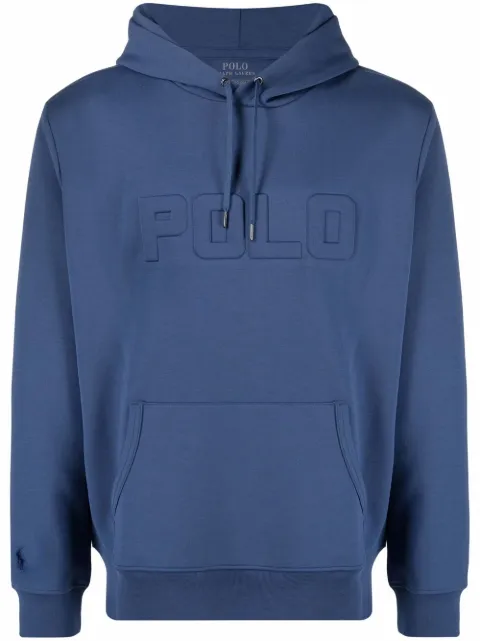 Polo Ralph Lauren embossed-logo drawstring hoodie Blue 710859286001