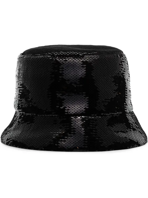Prada logo-embellished sequined bucket hat Black 1HC1372D0G