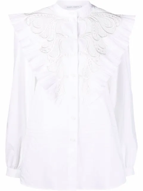 Alberta Ferretti ruffle lace shirt White A02130126