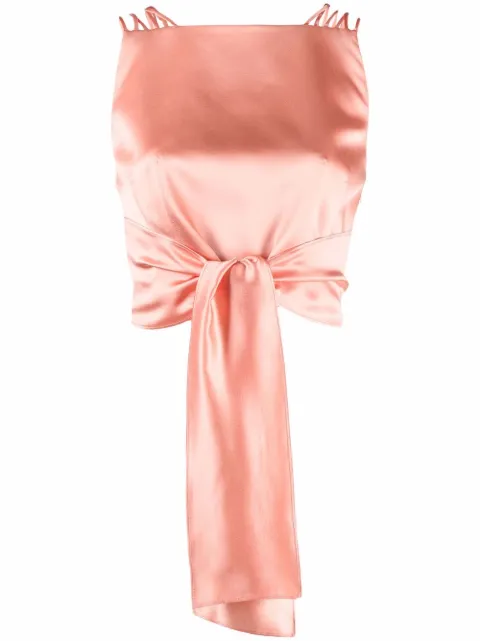 Alberta Ferretti tie-front silk-satin top Pink A08021617