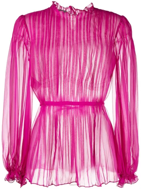 Alberta Ferretti pleated long-sleeve blouse Purple V02090114