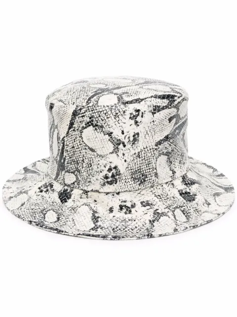 Alberta Ferretti python-print leather hat White A36011676