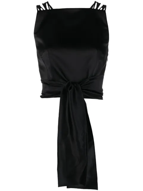 Alberta Ferretti tie-front silk-satin top Black A08021617
