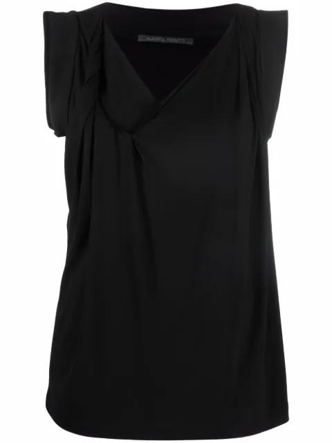 Alberta Ferretti sleeveless V-neck blouse Black AEF221U08011621