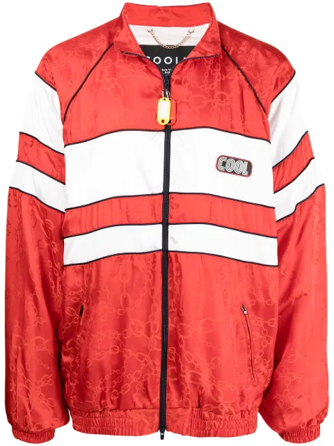 COOL T.M logo-patch striped sports jacket Red M1PT2008A21412