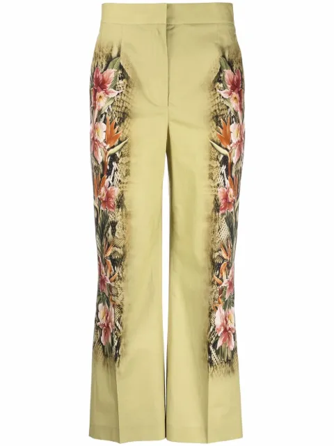 Alberta Ferretti daffodil-print flared-leg trousers Green A03271642