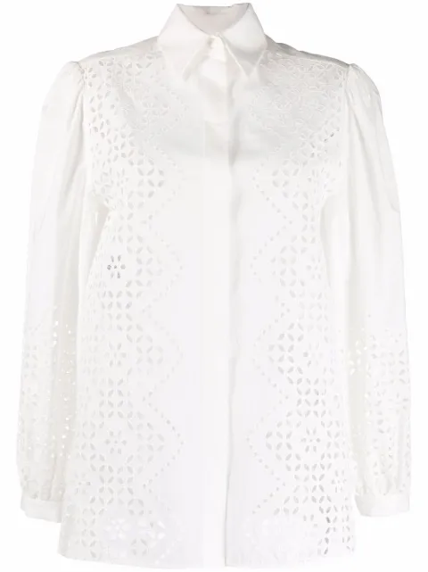 Alberta Ferretti broderie-anglaise long-sleeve shirt White AEF221U02231668