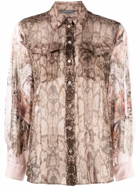 Alberta Ferretti snake-print silk shirt Brown A02151632