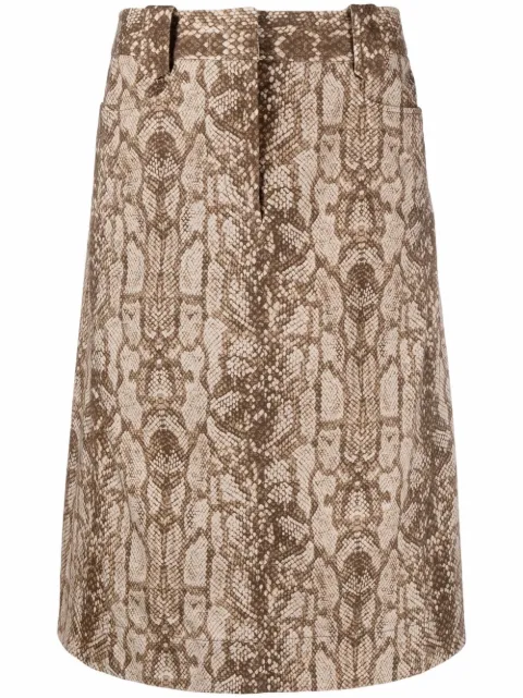Alberta Ferretti snake-print skirt Brown A01051633