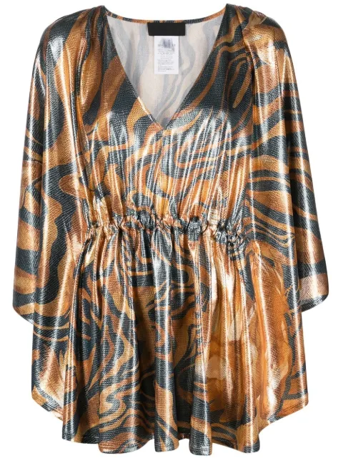 Alberta Ferretti swirl print metallic top Grey AEF221SA08042919