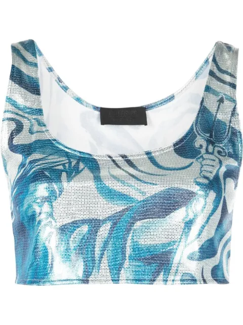 Alberta Ferretti swirl print crop top Blue A08012919
