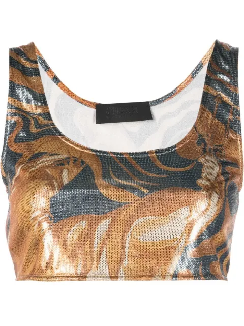 Alberta Ferretti swirl print metallic crop top Grey AEF221SA08012919