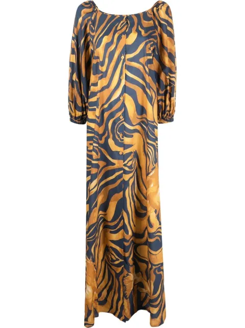Alberta Ferretti swirl print full-length dress Black A04032920