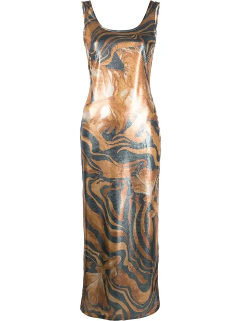 Alberta Ferretti metallic swirl print dress Grey A04022919