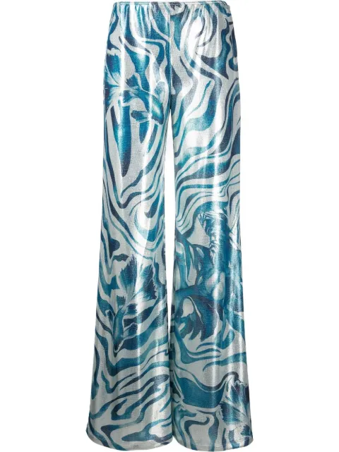 Alberta Ferretti metallic swirl print trousers Blue A03032919