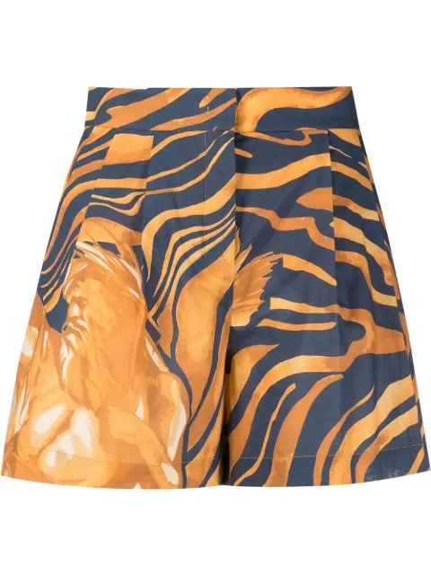 Alberta Ferretti swirl print shorts Yellow A03022920