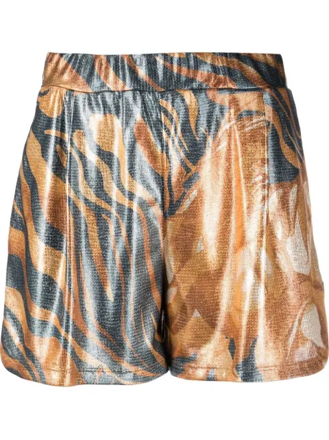 Alberta Ferretti metallic swirl print shorts Blue A03012919