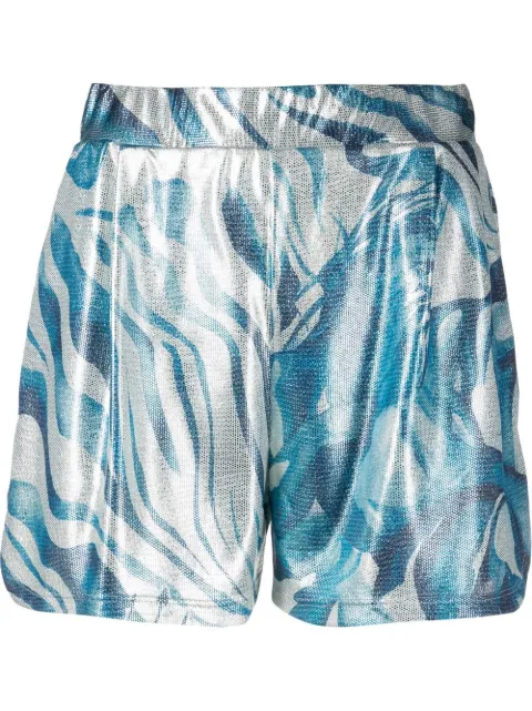 Alberta Ferretti metallic swirl print shorts Blue A03012919
