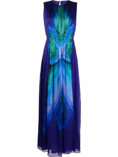 Alberta Ferretti butterfly-print maxi dress Blue A54020143