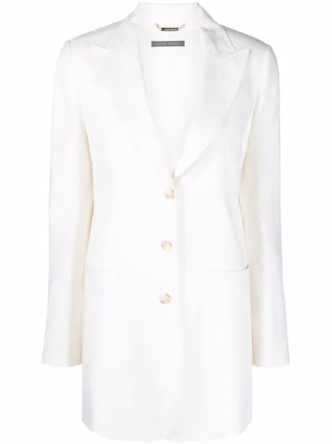 Alberta Ferretti longline single-breasted blazer White V05100121