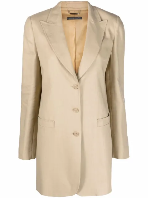 Alberta Ferretti single-breasted long-line blazer Neutrals AEF221M05100121