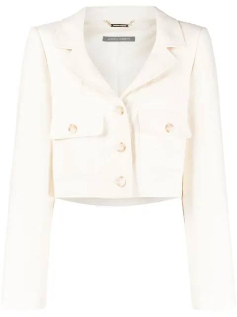 Alberta Ferretti single-breasted cropped blazer White A05080123