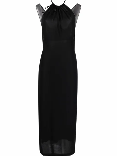 Alberta Ferretti halterneck mesh silk dress Black A04900103