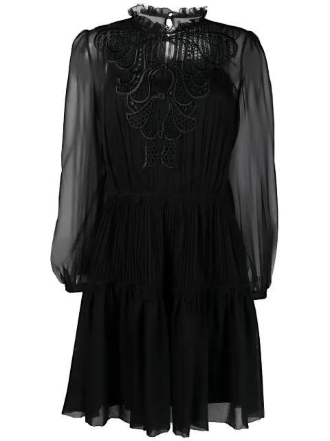 Alberta Ferretti sheer lace detail dress Black AEF221M04590114
