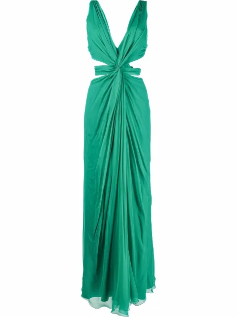 Alberta Ferretti twist-front silk gown Green A04070114