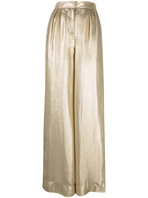 Alberta Ferretti metallic-finish wide-leg trousers Neutrals A03140127