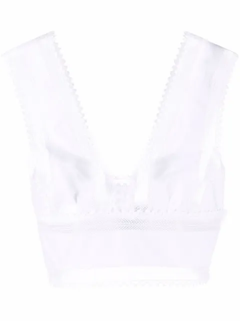 Alberta Ferretti embroidered cropped top White A08061623