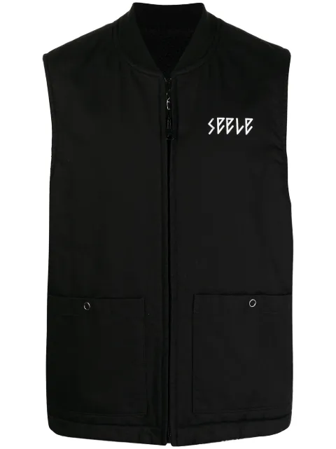 Undercover slogan-print reversible gilet Black UC2A4003