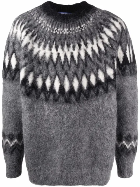 Junya Watanabe MAN geometric-print knitted jumper Grey WHN005W21