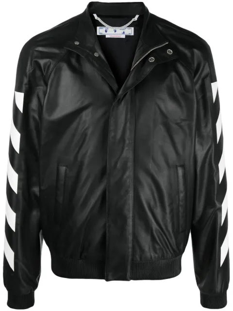 Off-White Diag-stripe leather jacket Black OMJA088C99LEA0011001