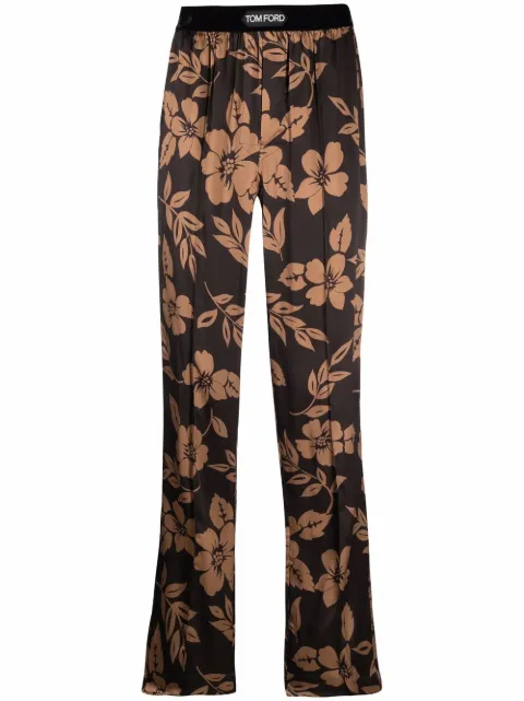 TOM FORD floral-print logo lounge pants Brown T4H20138