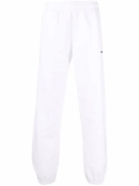 Off-White Helvetica logo-print track pants White OMCH029C99FLE0080110