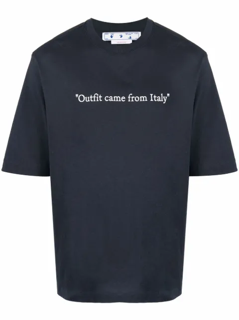 Off-White logo-print cotton T-shirt Blue OMAA119S22JER0024601
