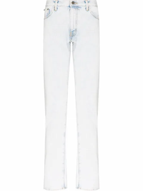 Off-White Diag-stripe print slim fit jeans Blue OMYA102C99DEN0044001