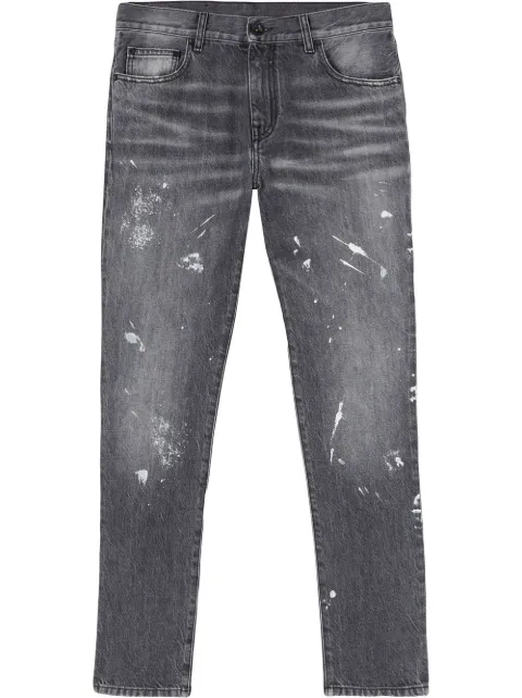 Off-White Diag-stripe distressed jeans Grey OMYA074S22DEN0031101