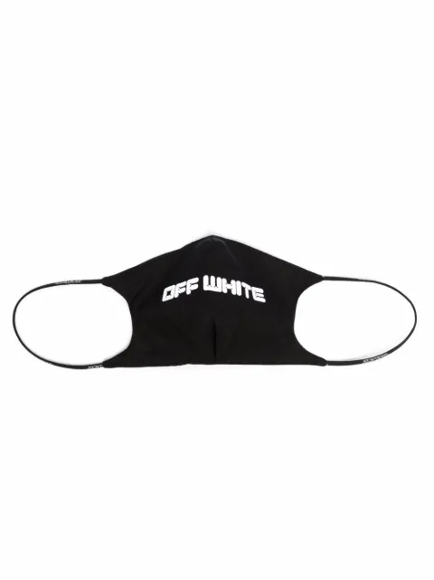Off-White logo-print face mask Black OMRG003S22FAB0021001