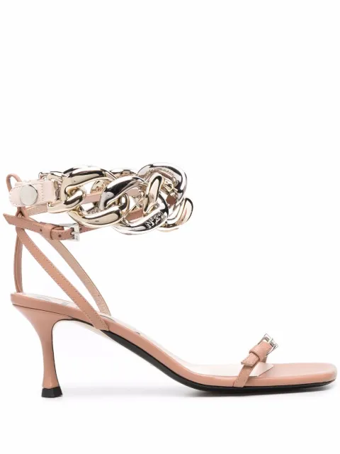 Nº21 chain-link leather sandals Pink 22ECPXNV13071
