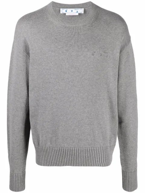 Off-White logo embroidered knitted jumper Grey OMHE091C99KNI0010610