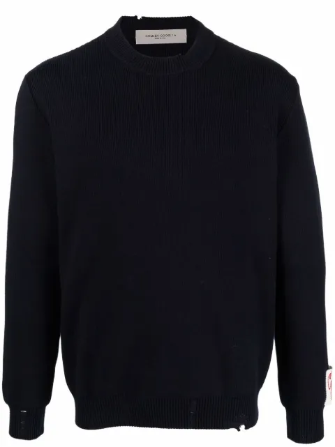 Golden Goose round-neck sweater in dark blue cotton Blue GMP00839P000662
