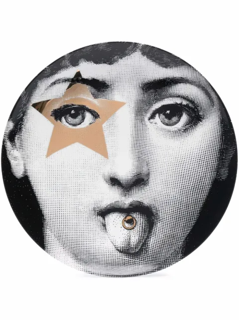Fornasetti face print plate Black PTVZ381